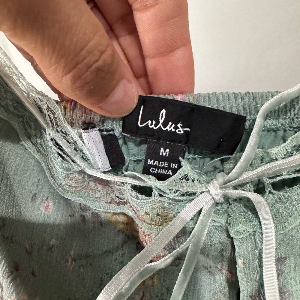 Lulu's Light Blue Floral Lace Chemise - Picture 6 of 7